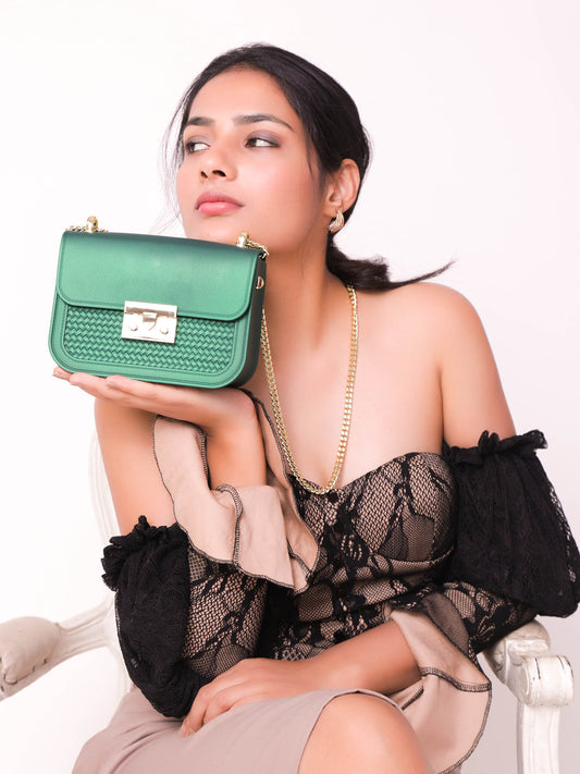 The Wavey Patch Green Sling Bag