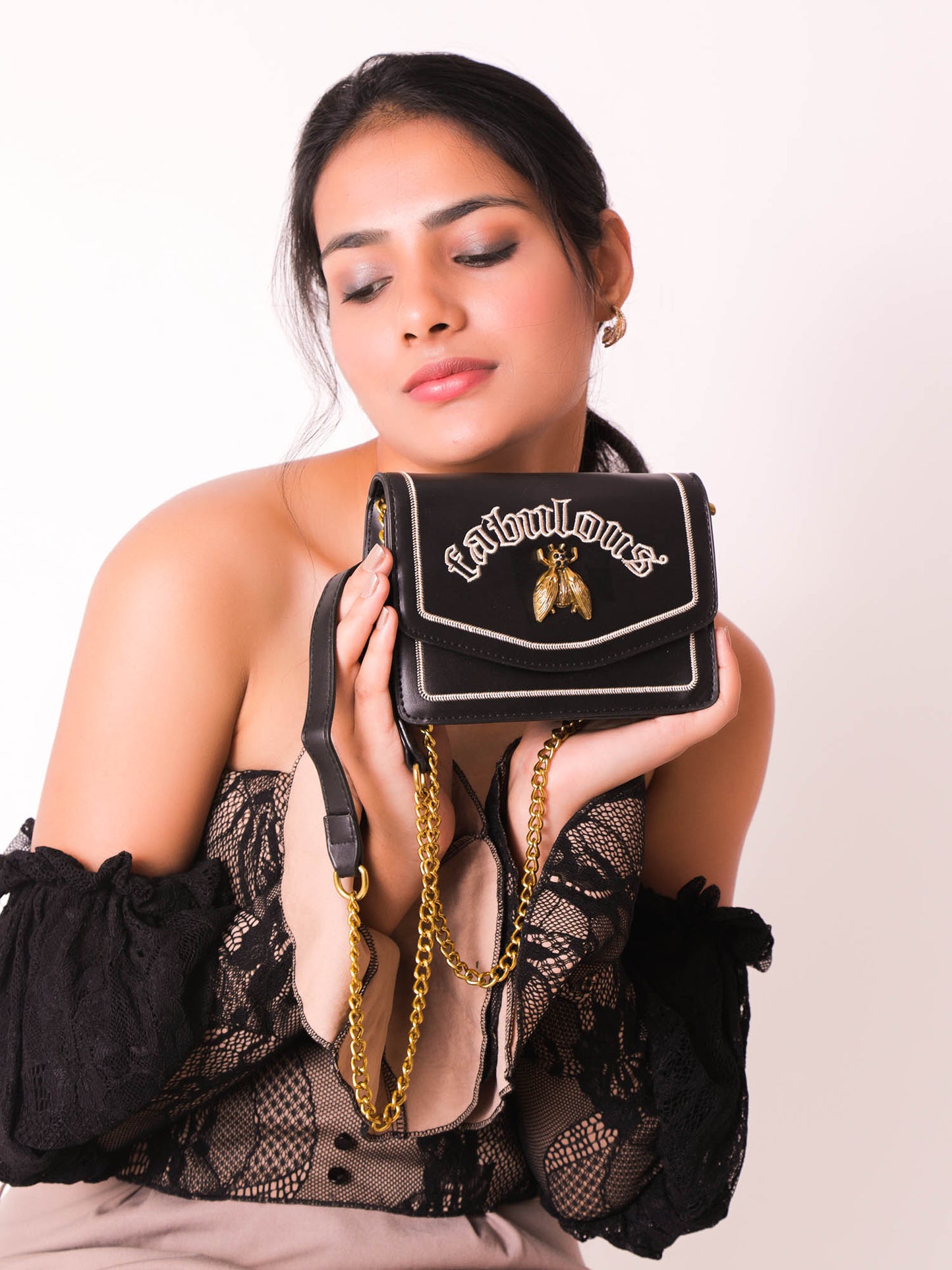 The Fabulous Queen Bee Black Sling Bag