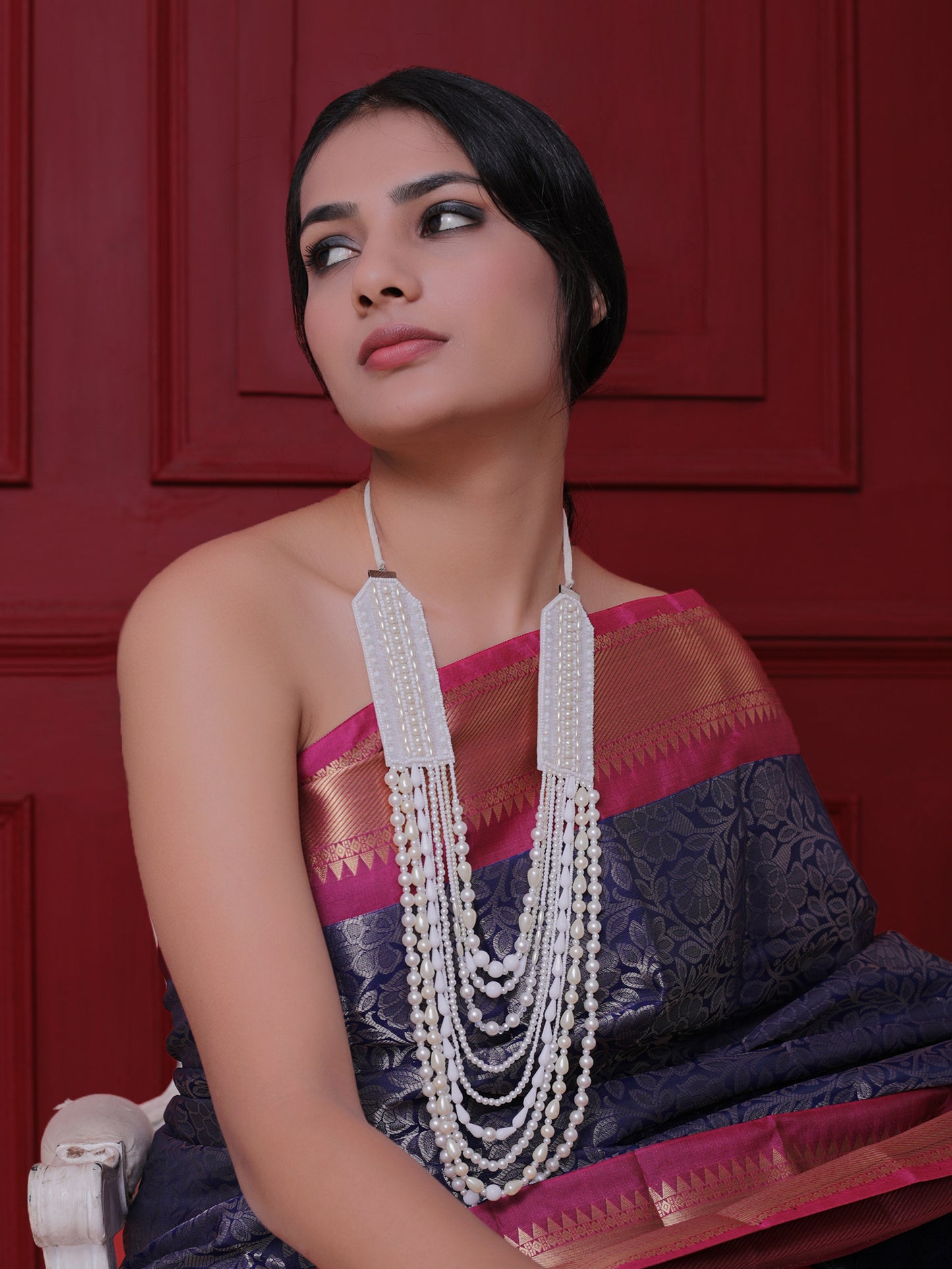 The Maasai White Beaded Long Necklace