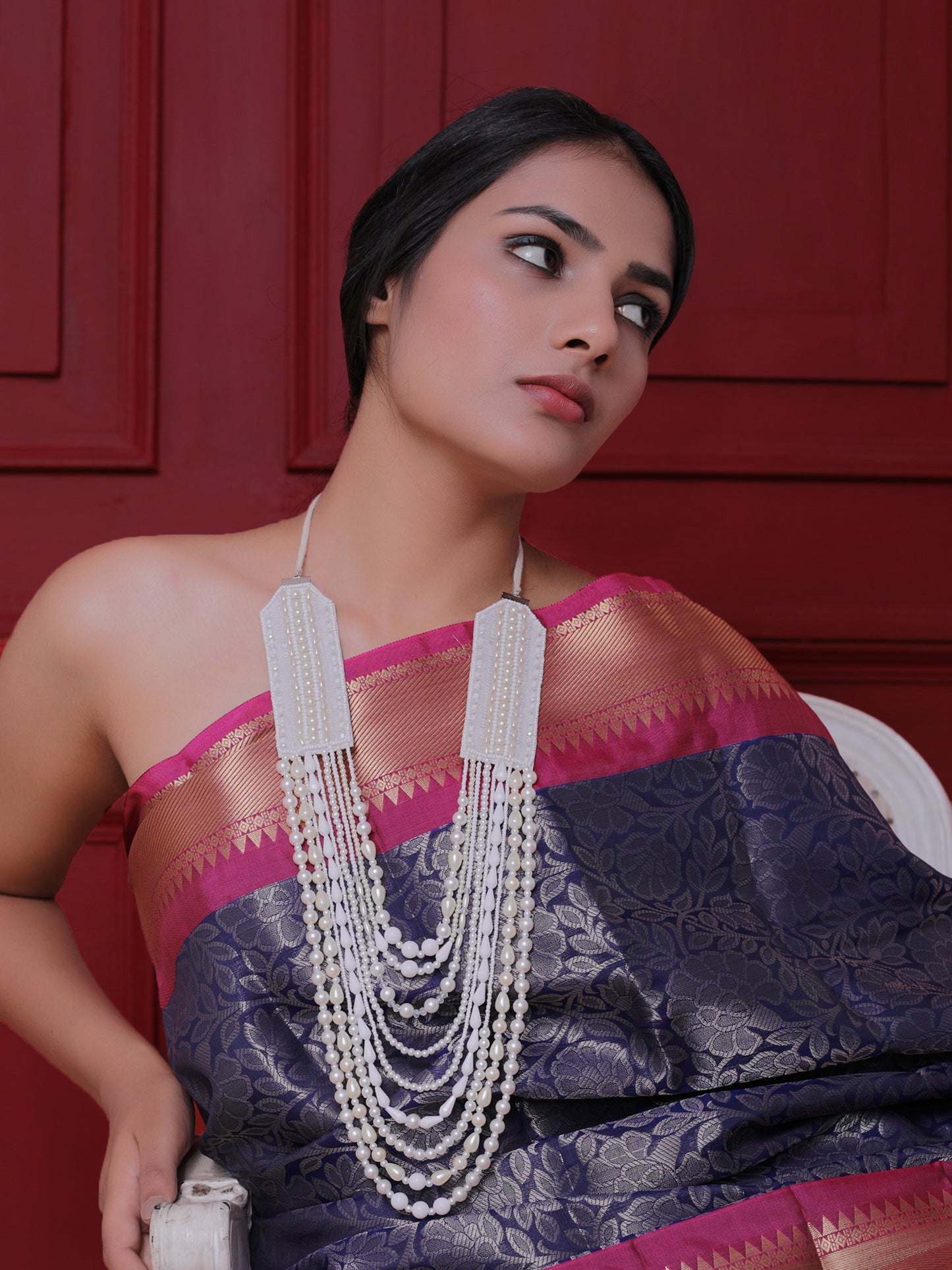 The Maasai White Beaded Long Necklace