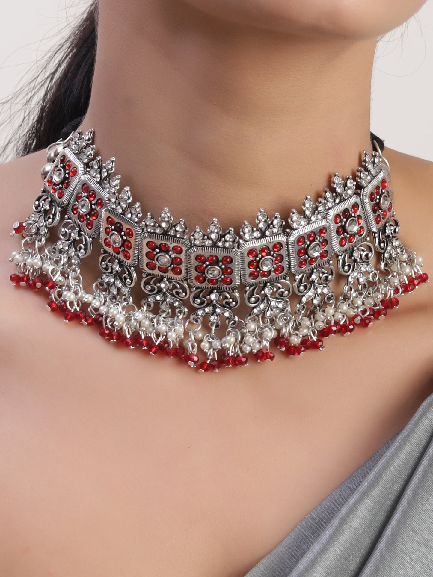 The Marjita Dice Choker Set in Red