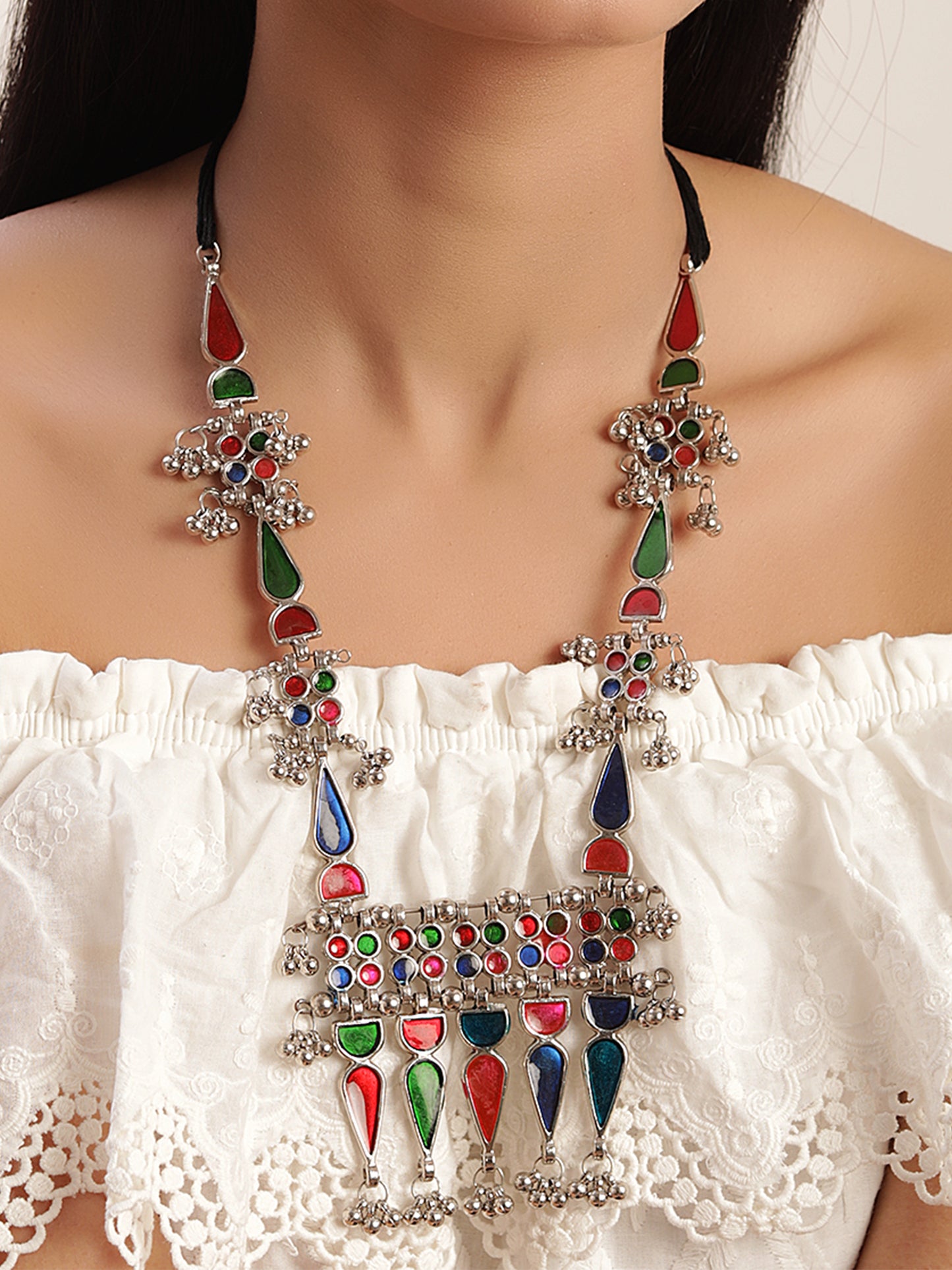 The Exclamatory Meena Necklace Set in Multicolor