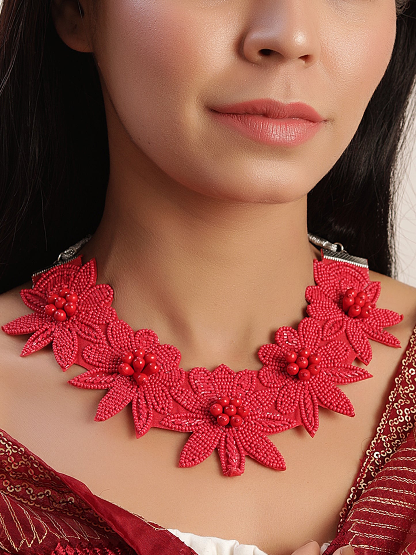 The Locust Necklace Set in Red