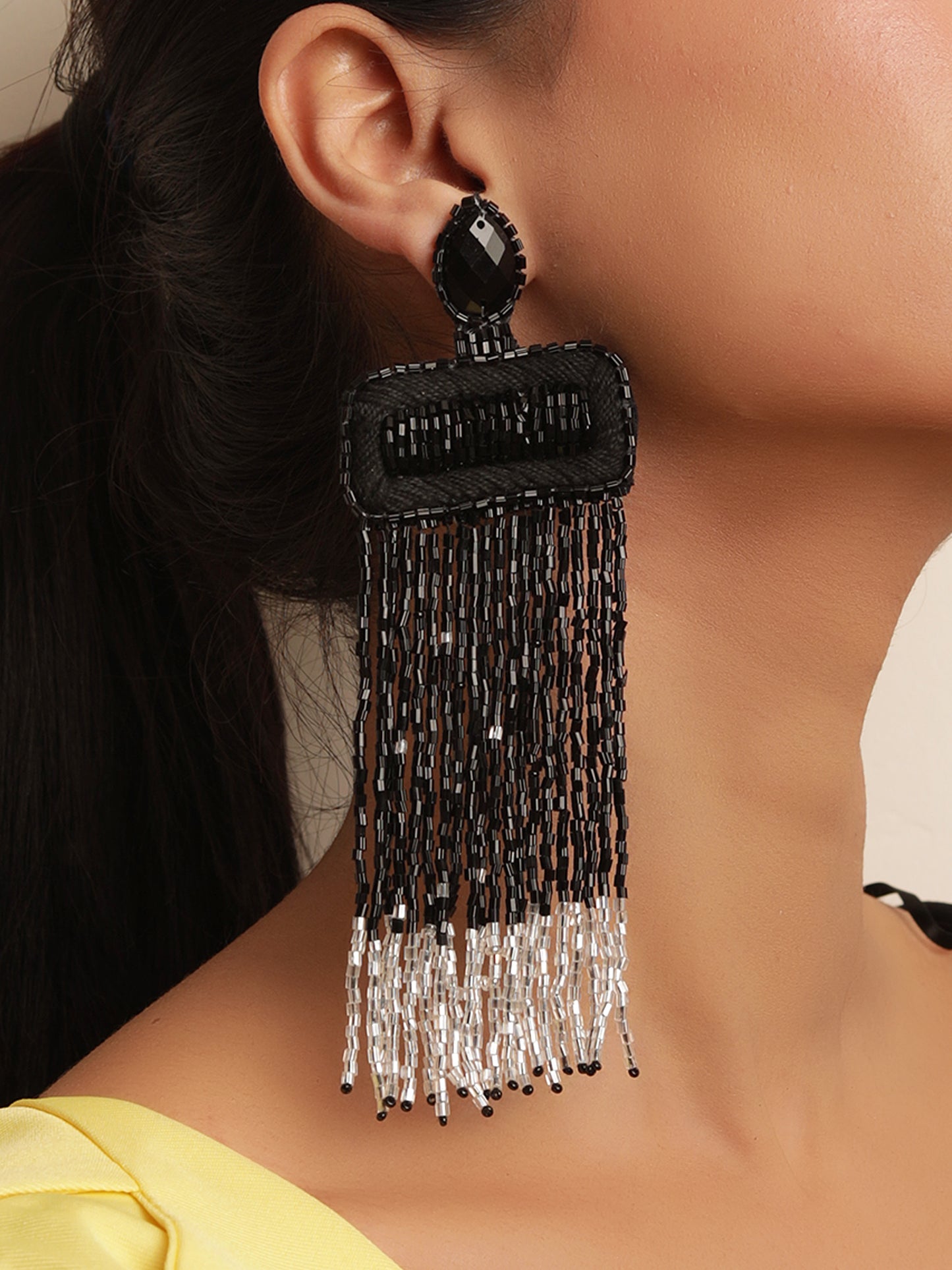 The Jelly Frills Beaded Earrings in Shades of Black