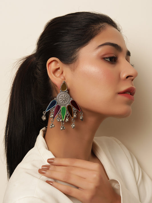 The Colorful Flamey Surya Chakra Afghan Earrings
