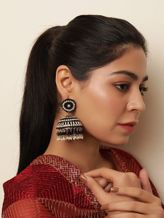 The Flamboyant Fiery Fairy Jhumkas in Black