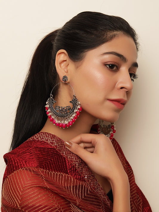 The Trinkly Love Bird Earrings with Magenta Beads