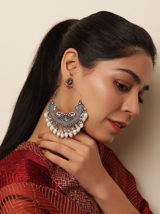 The Trinkly Love Bird Earrings with White Beads