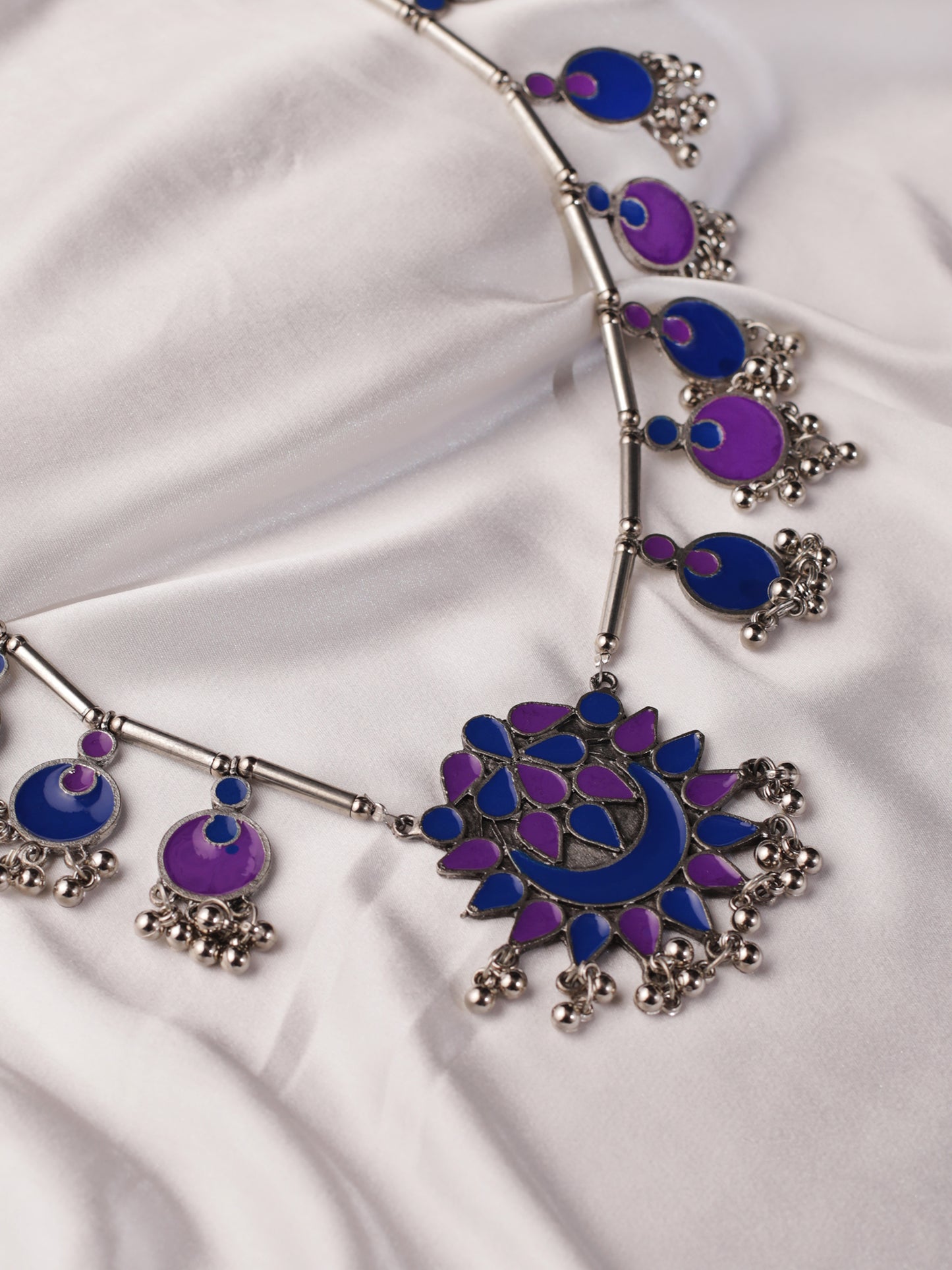 The Auriga Meenakari Necklace in Blue & Purple