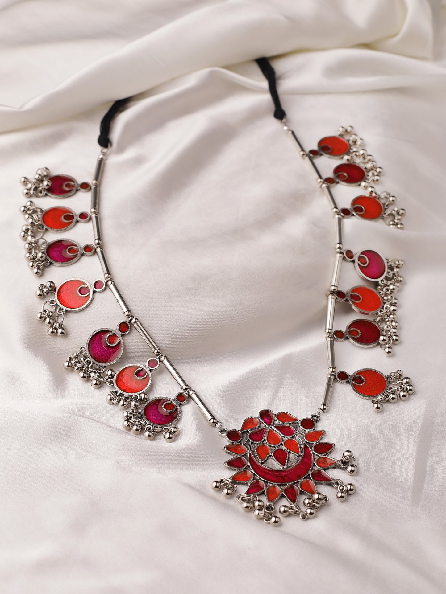 The Auriga Meenakari Necklace in Pink & Orange