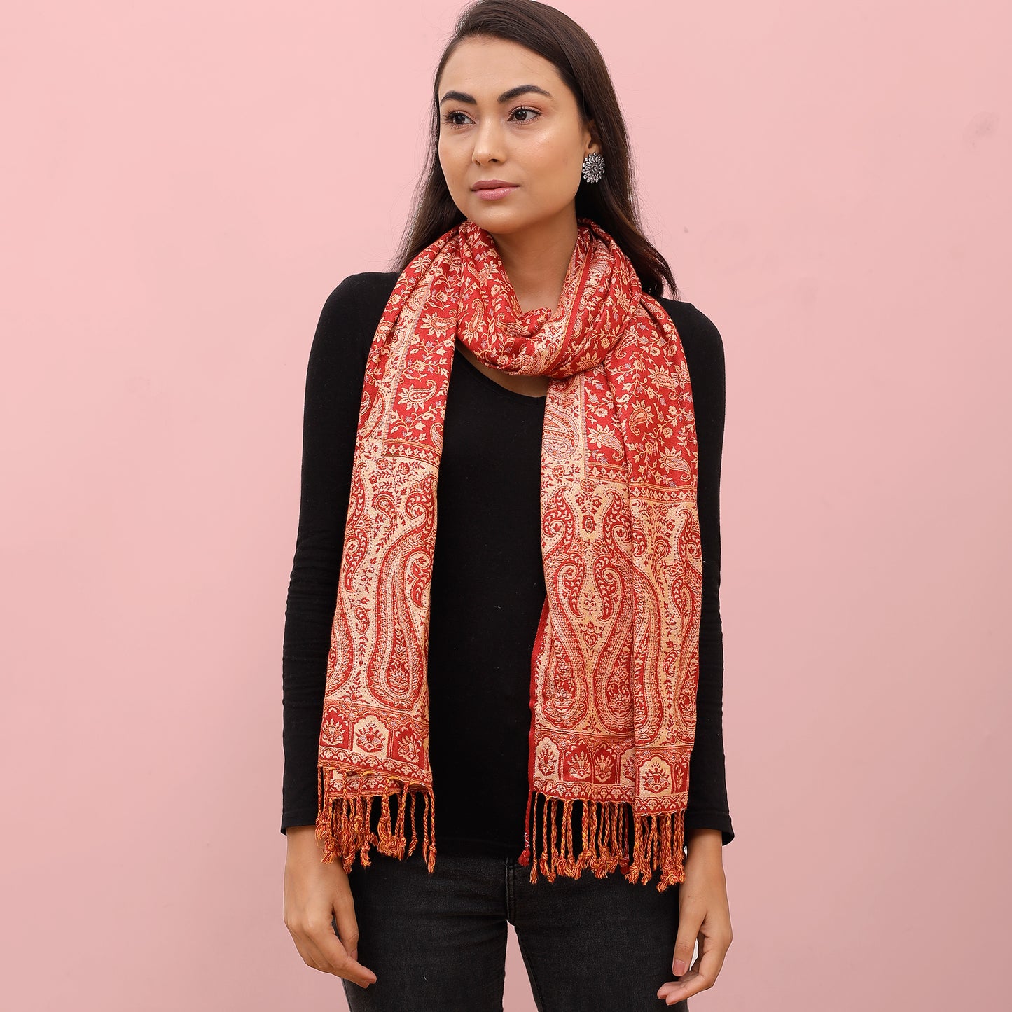 The Sultani Art Reversible Stole in Red