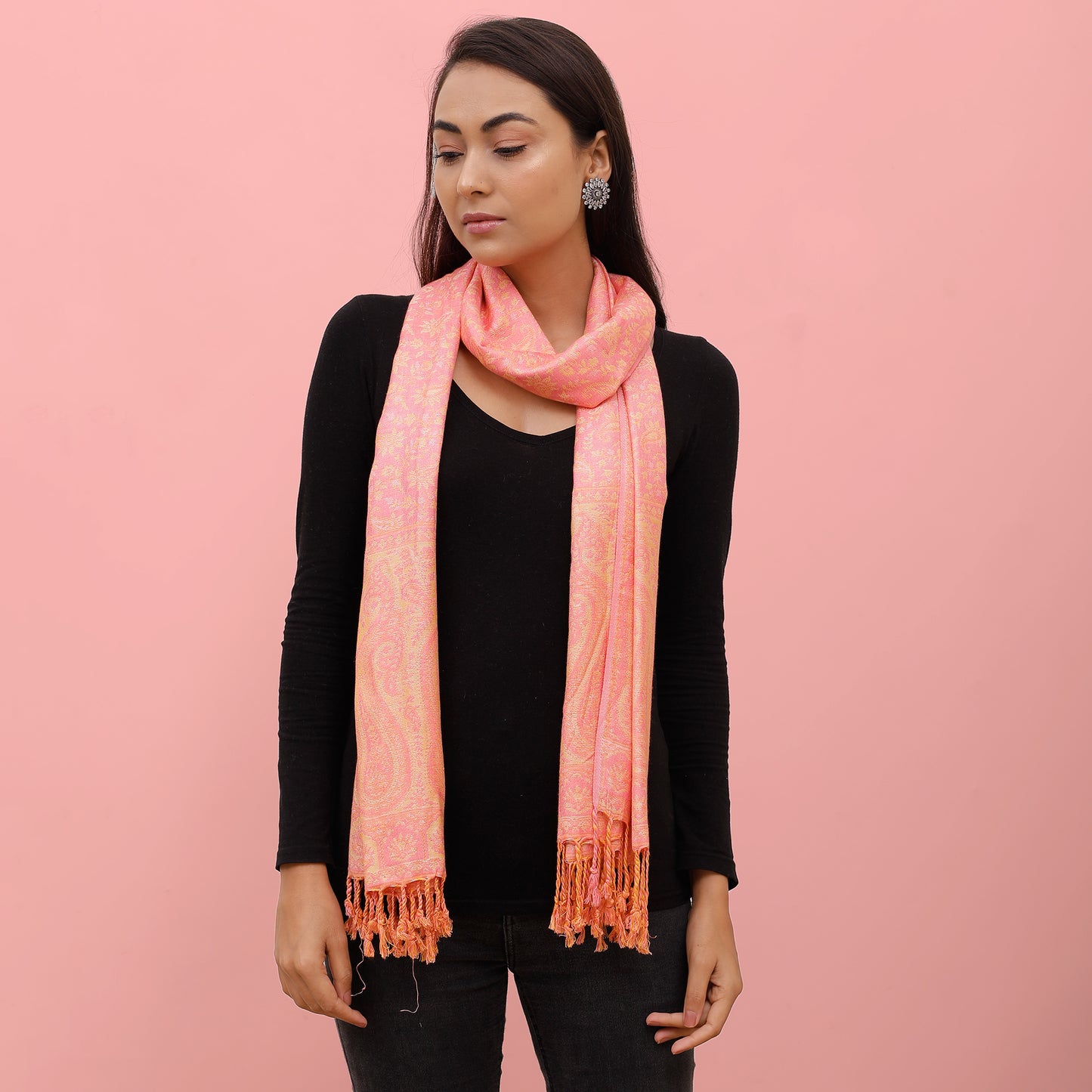 The Sultani Art Reversible Stole in Pink