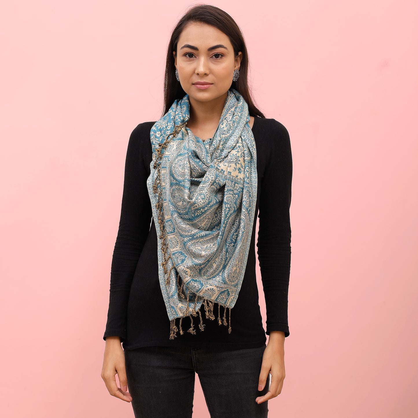 The Sultani Art Reversible Stole in Blue
