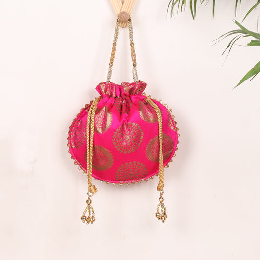 The Magenta Alpana Brocade Potli