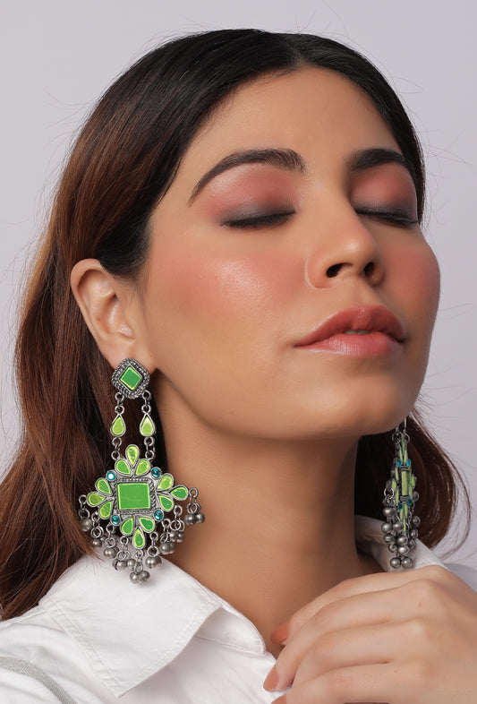 The Neon Green Whimsy Glass Earrings