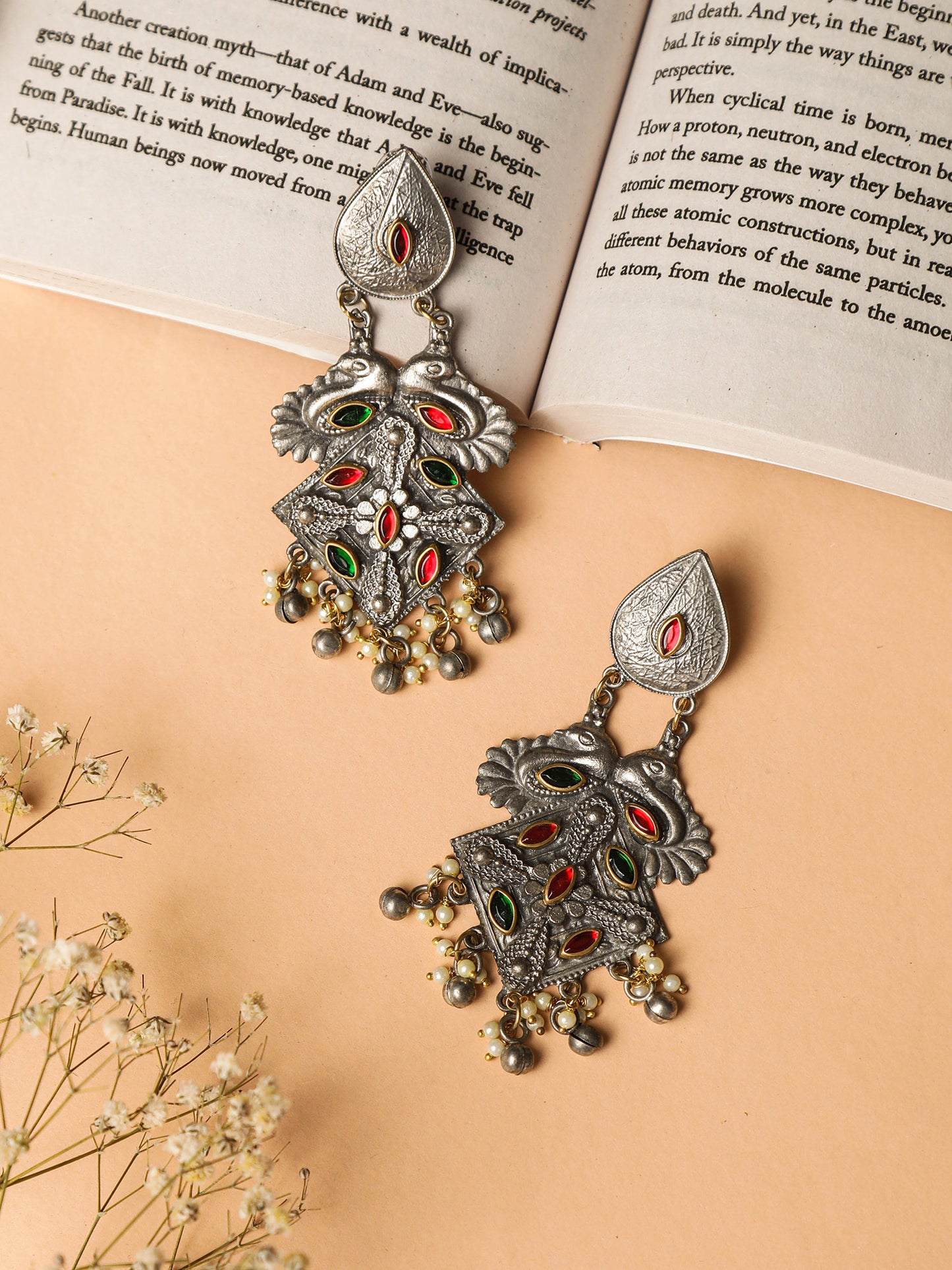 The Red & Green Stone Artistry Earrings