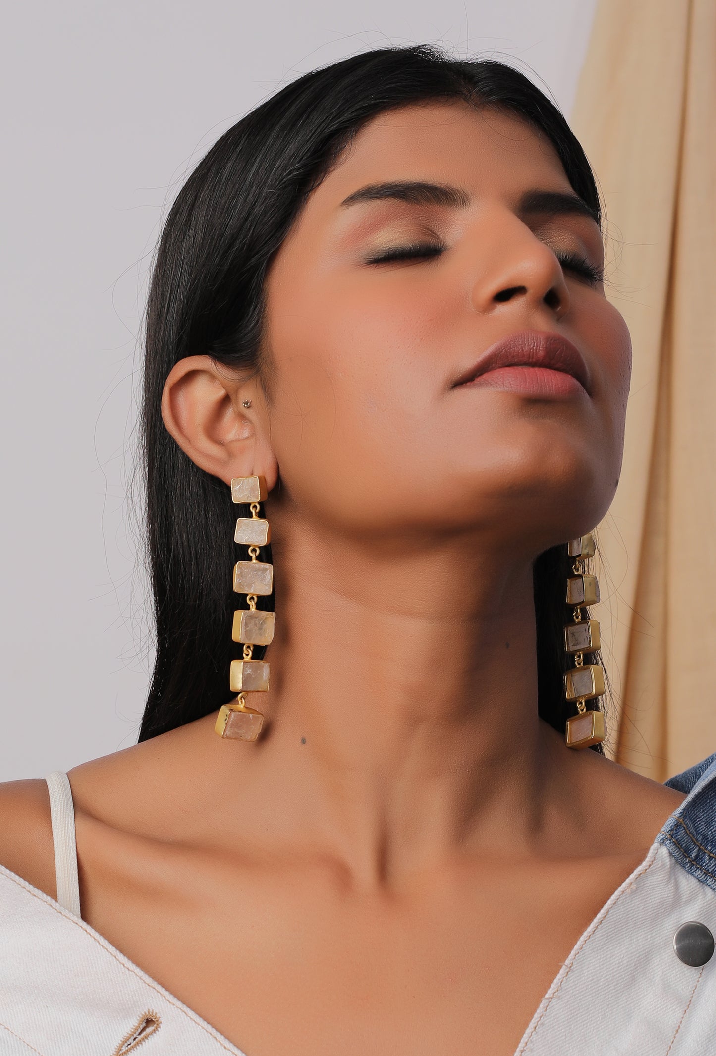 The Squared Sheesh Citrine Earrings