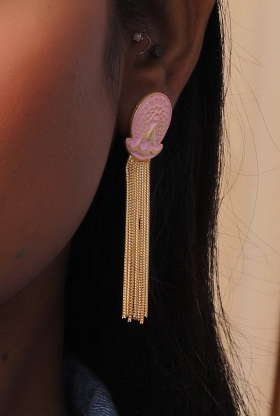 Pink Frilly Flurry Tassels Earrings