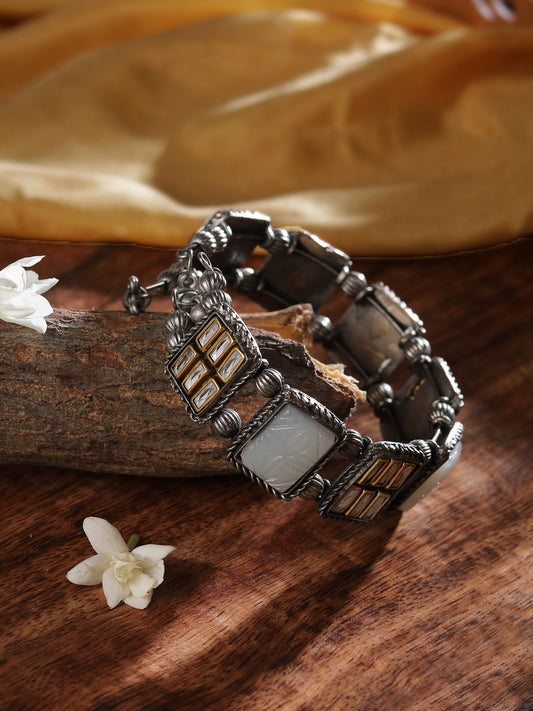 The Cookie Kundan Biscuit Bracelet with White Stone