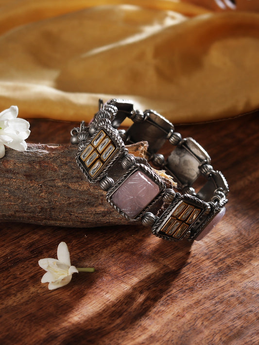 The Cookie Kundan Biscuit Bracelet with Pink Stone