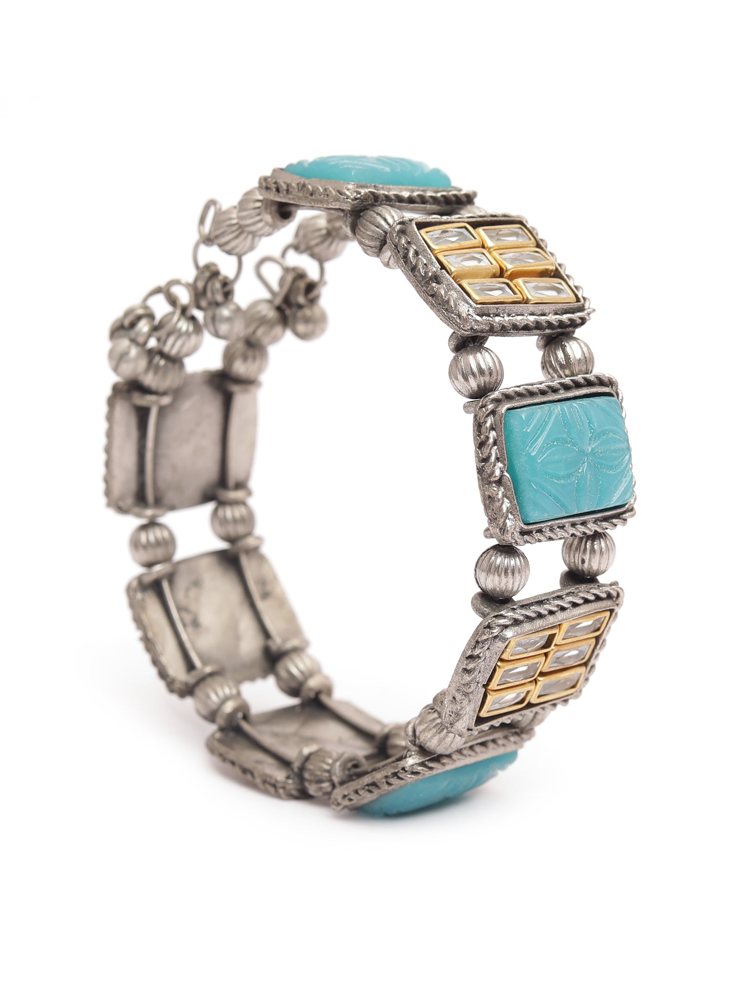 The Cookie Kundan Biscuit Bracelet with Green Stone