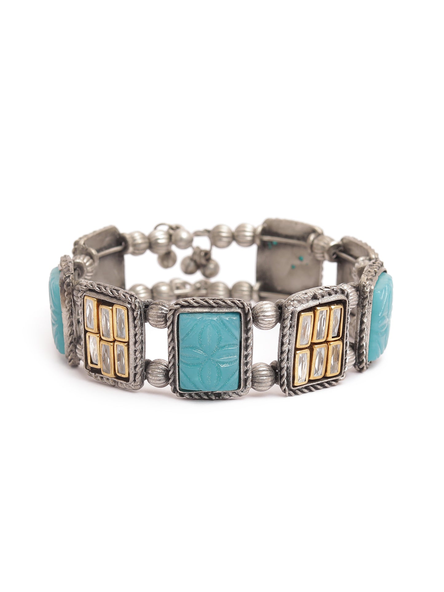 The Cookie Kundan Biscuit Bracelet with Green Stone