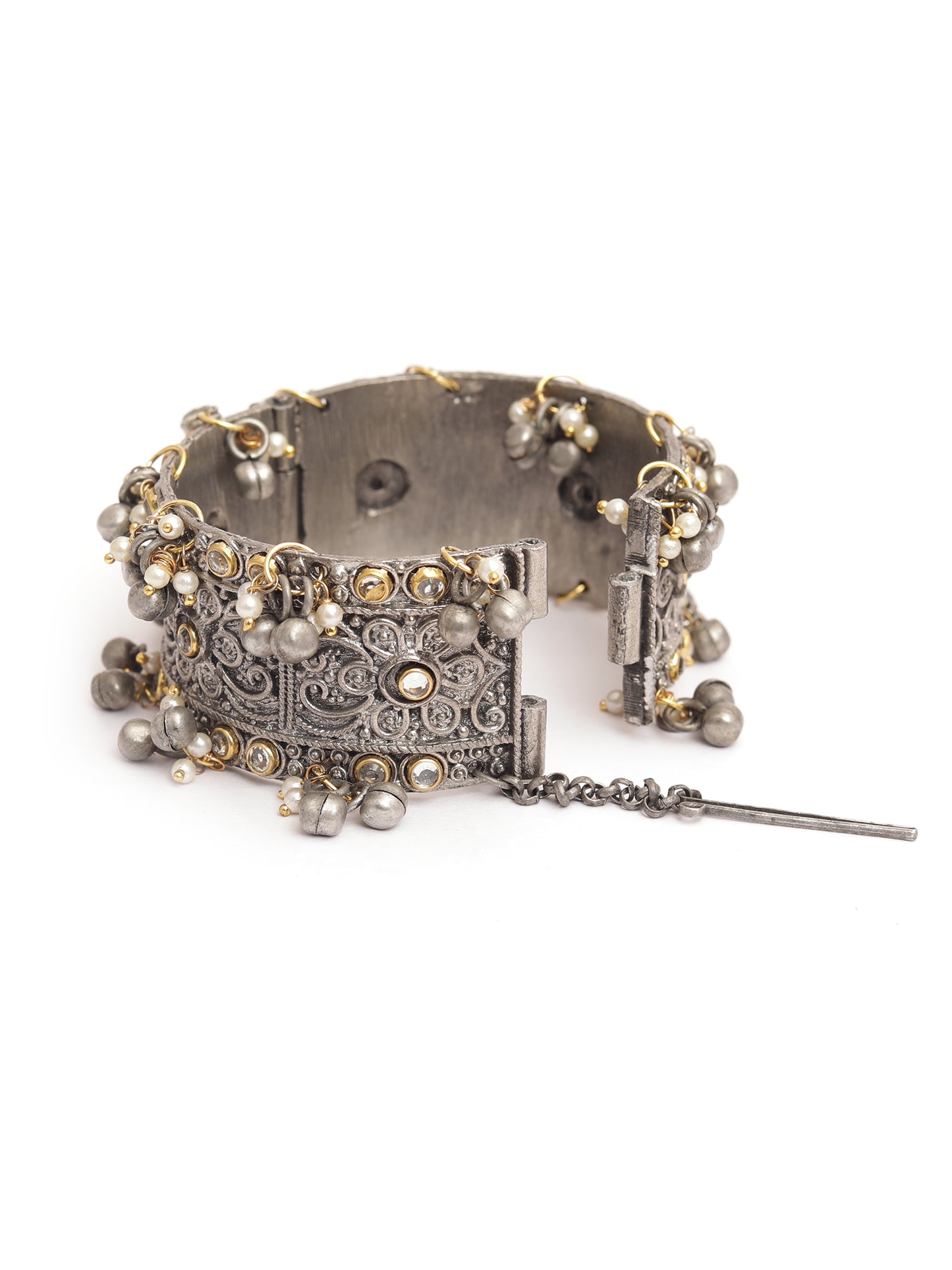 The Metallic Hookey Kundan Love Bracelet