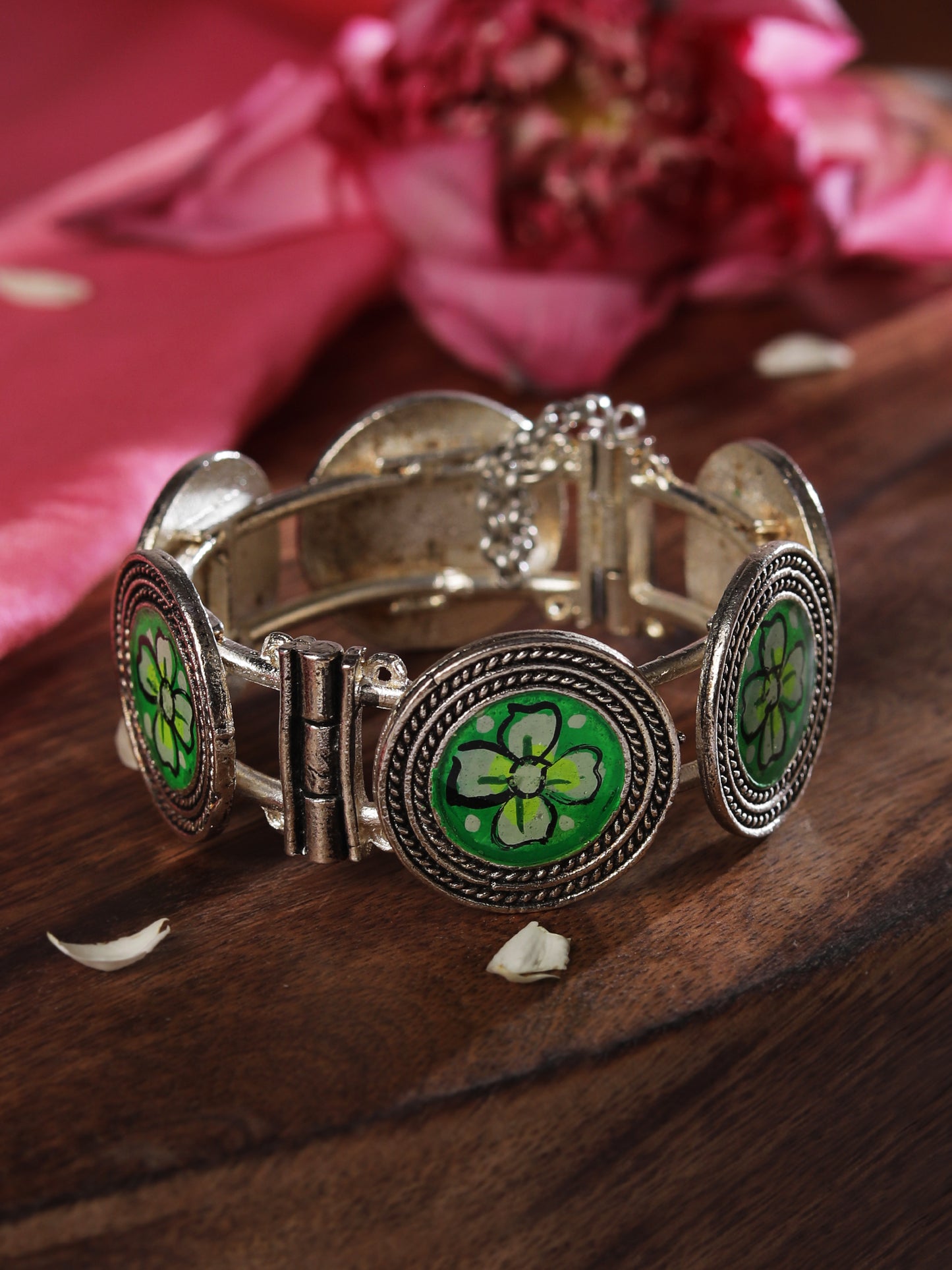 The Hand Painted Floral Zinnia Bracelet