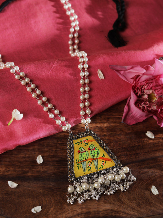 The Pearly Hand Painted Chirpy Parrot Necklace