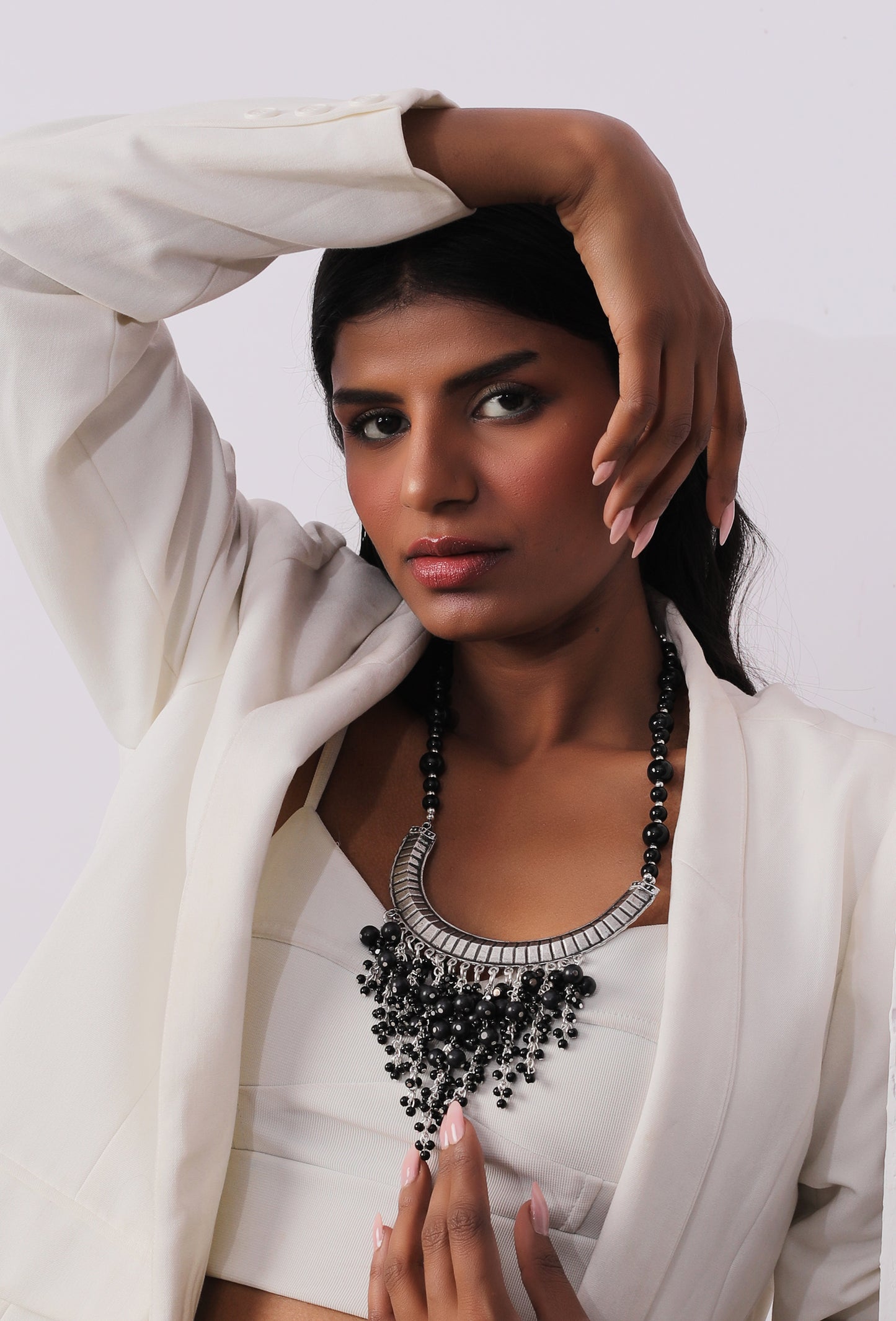 The Hasli Black Beaded Panicle Necklace