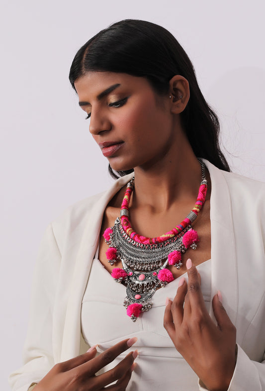 Pink Boho Statement Necklace