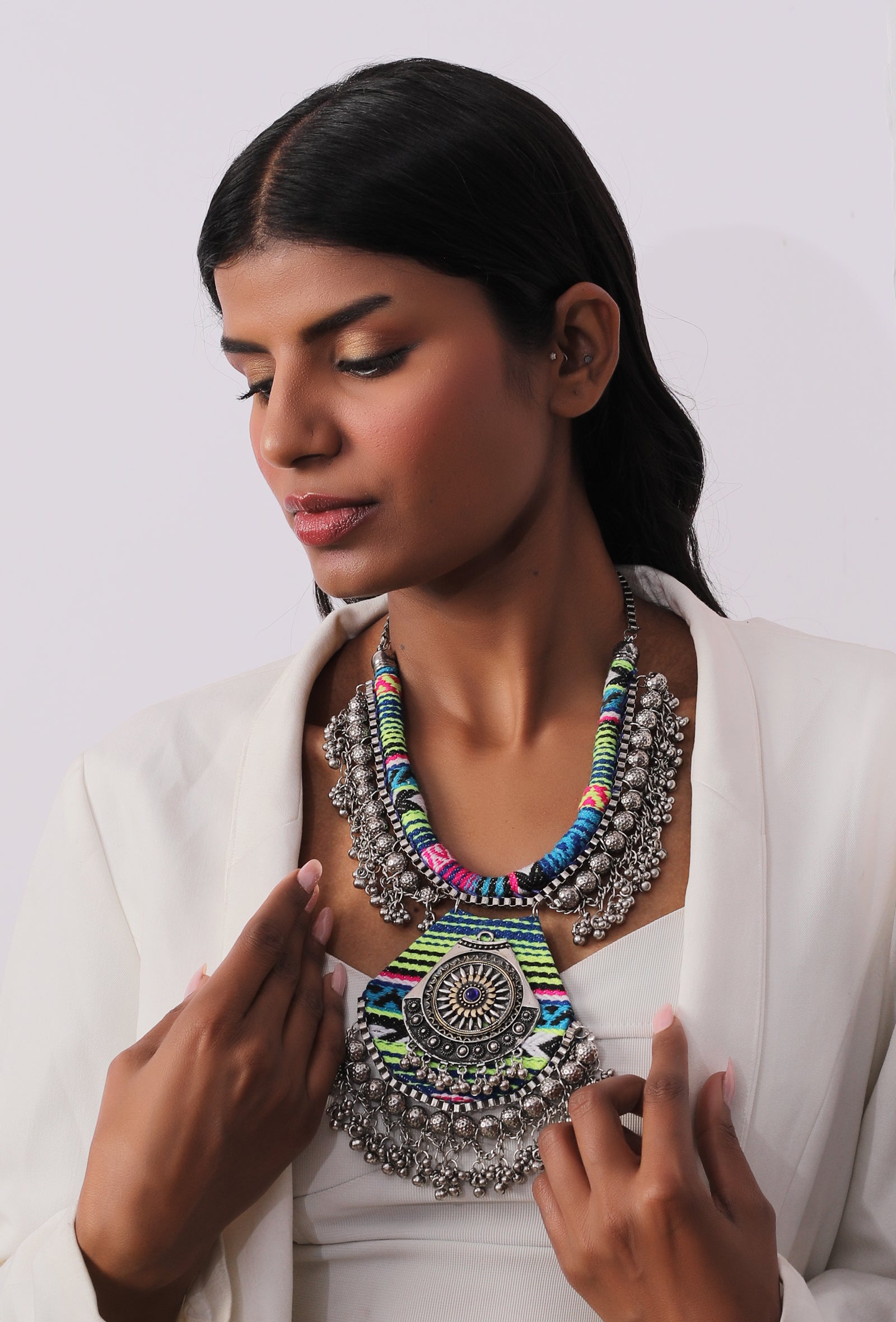 Traditional Indian Handmade Silver Lookalike Boho Style Long Peacock  Necklace Set With Pearl Finish at Rs 245/piece | Oxidised Necklaces in  Vadodara | ID: 25879954091