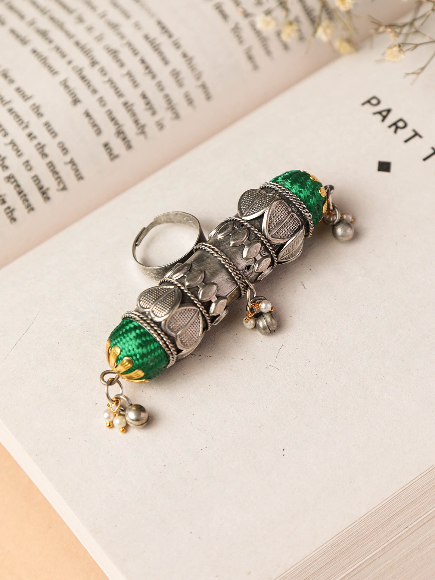 The Green Jewel Caterpillar Ring