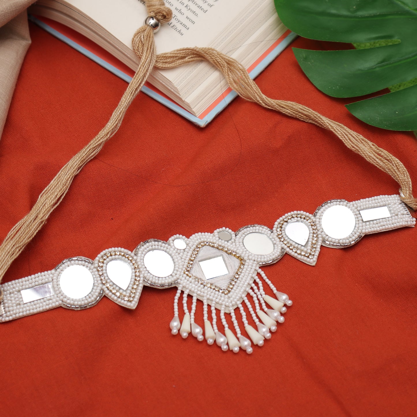 The Riveting Glassy White Beaded Choker