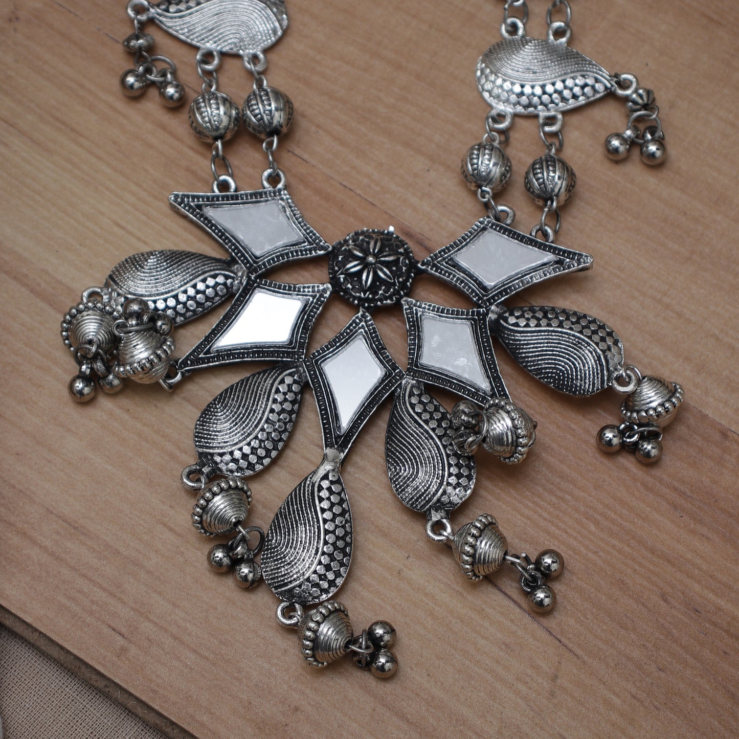 Oxidized Silver Treasure Trove Coral Necklace