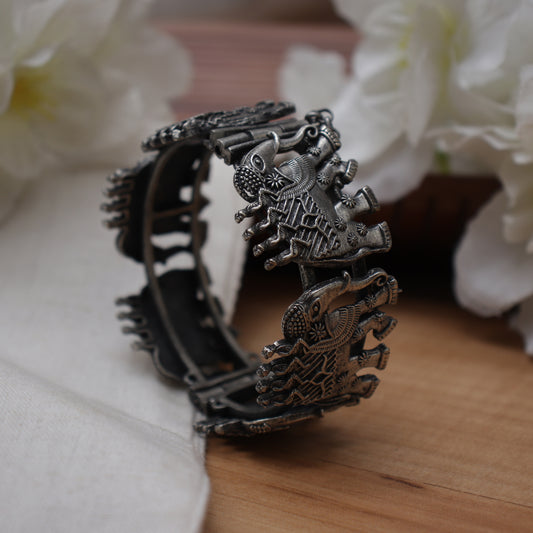 Antique Silver Finish Royal Safari Bangle