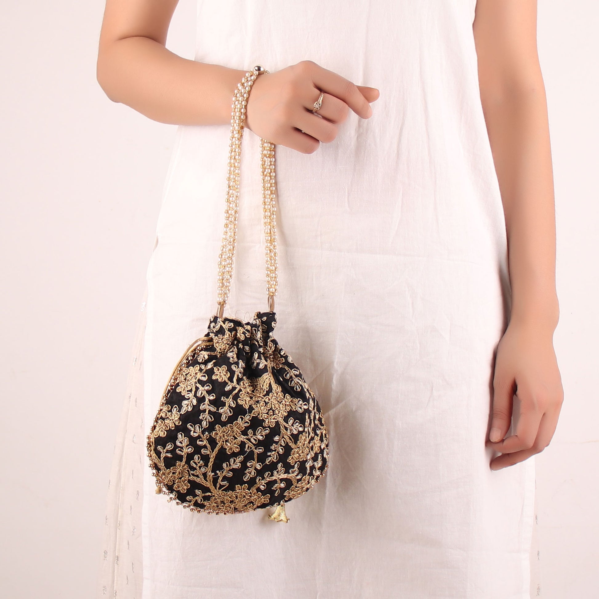 Potli,The Golden Amulet Black Potli - Cippele Multi Store