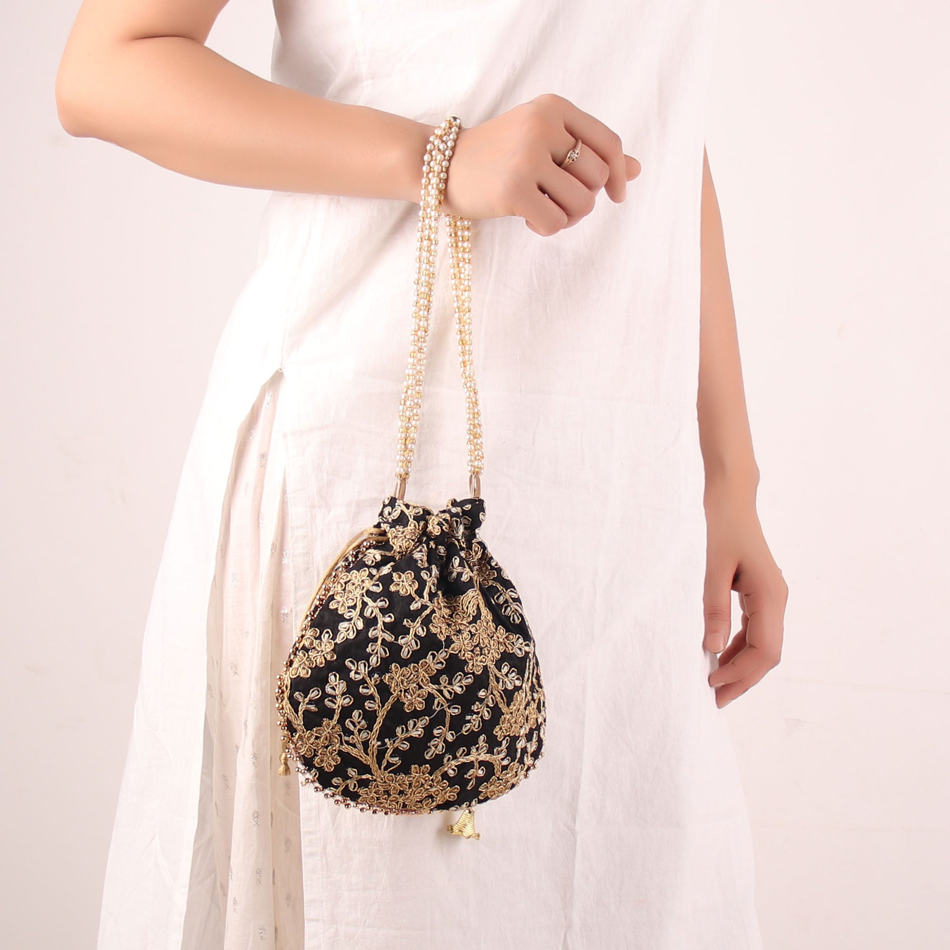 Potli,The Golden Amulet Black Potli - Cippele Multi Store