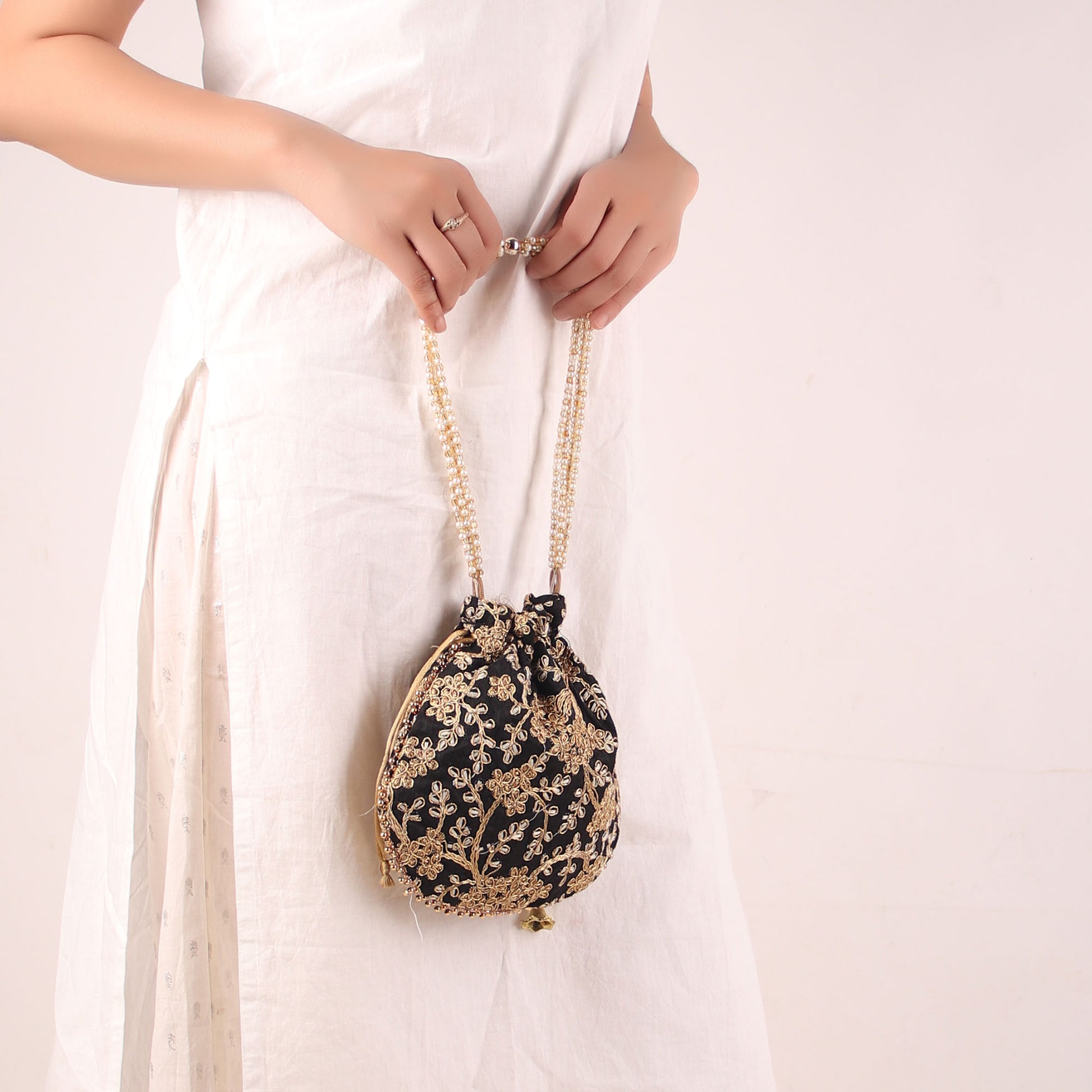 Potli,The Golden Amulet Black Potli - Cippele Multi Store
