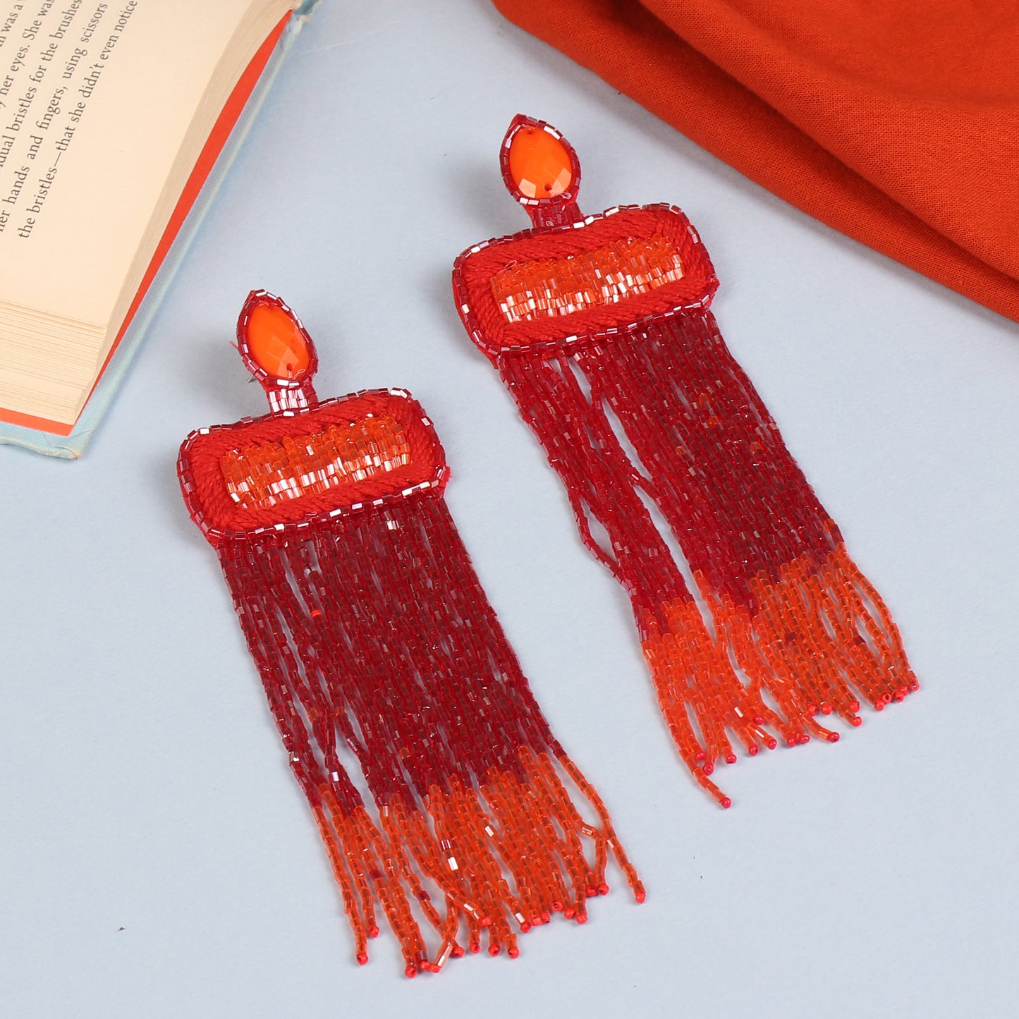 The Jelly Frills Beaded Earrings in Shades of Orange