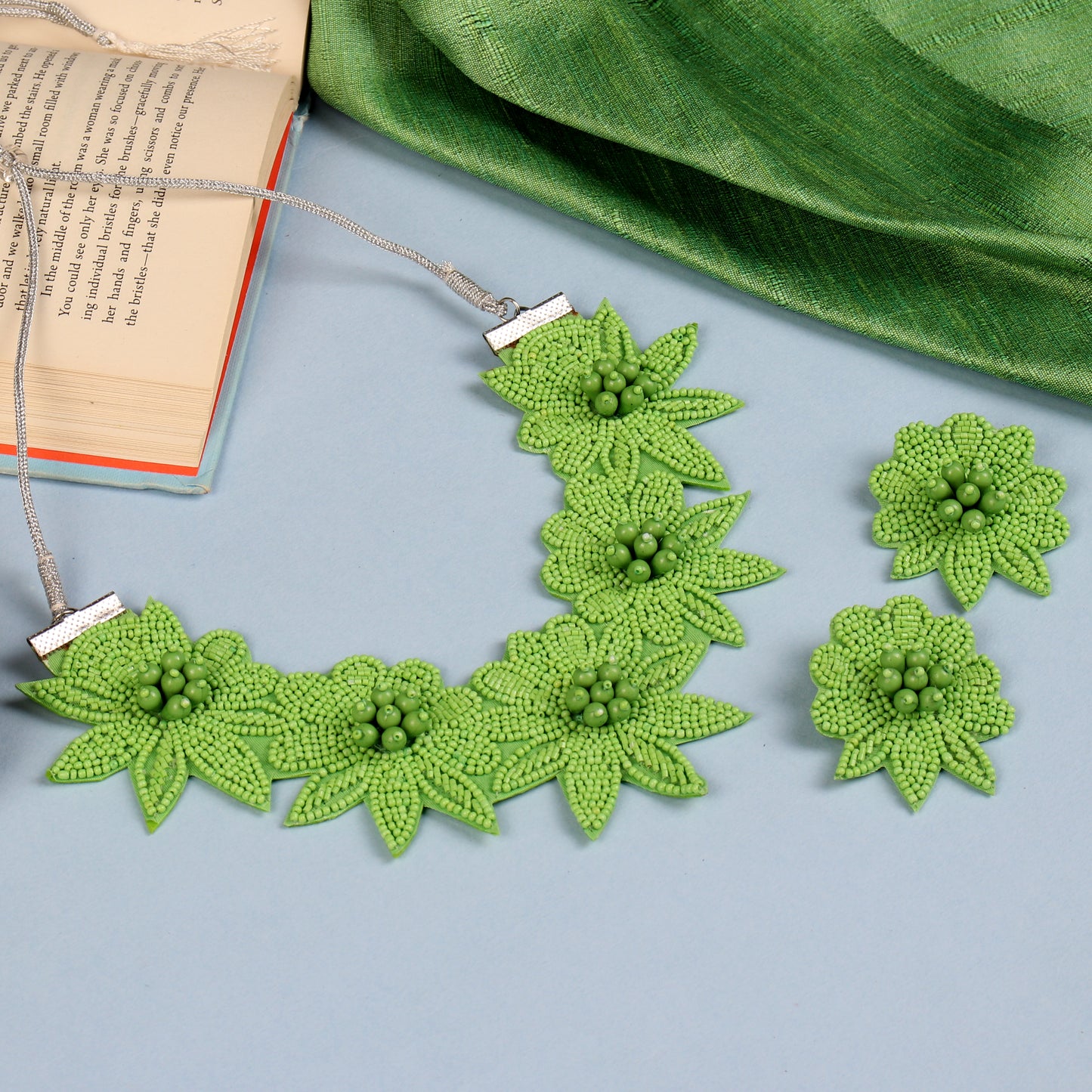 The Locust Necklace Set in Green