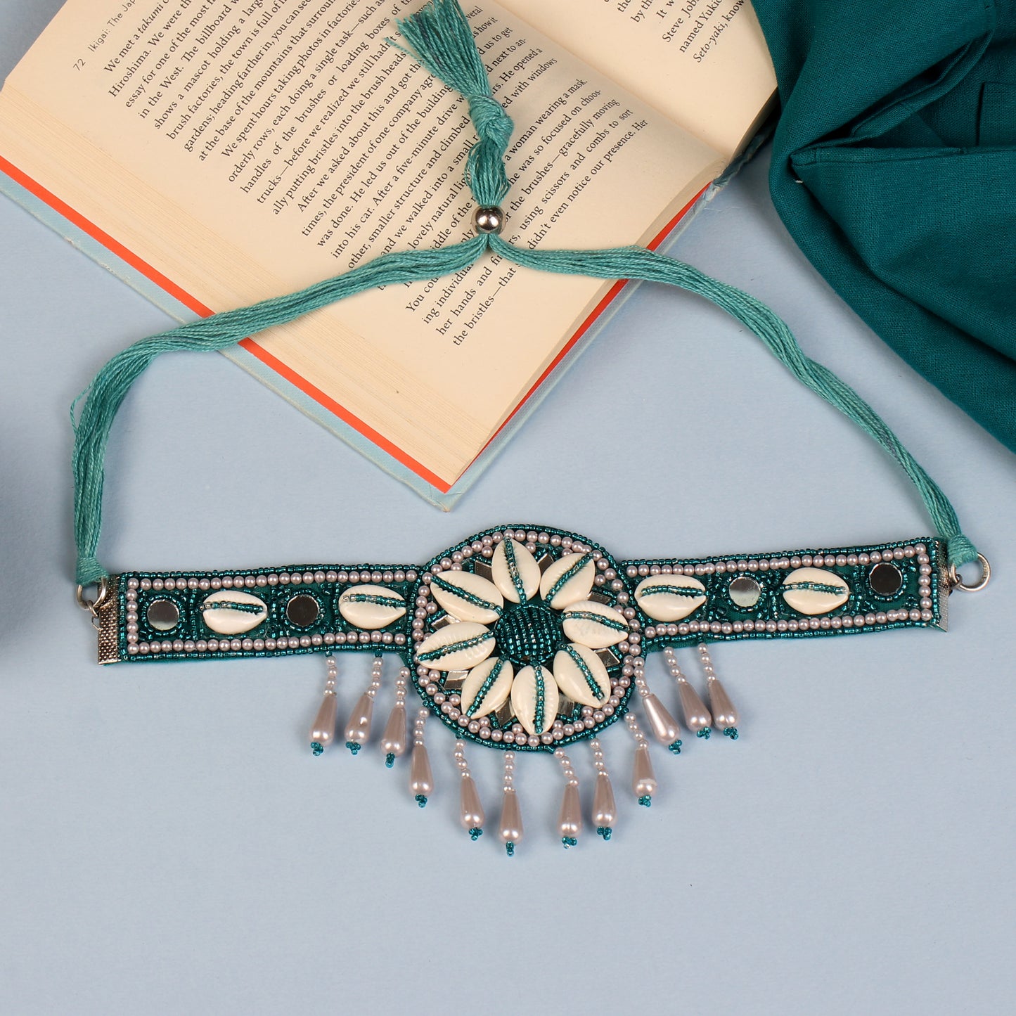 The Cowrie Chakra Choker Set in Green