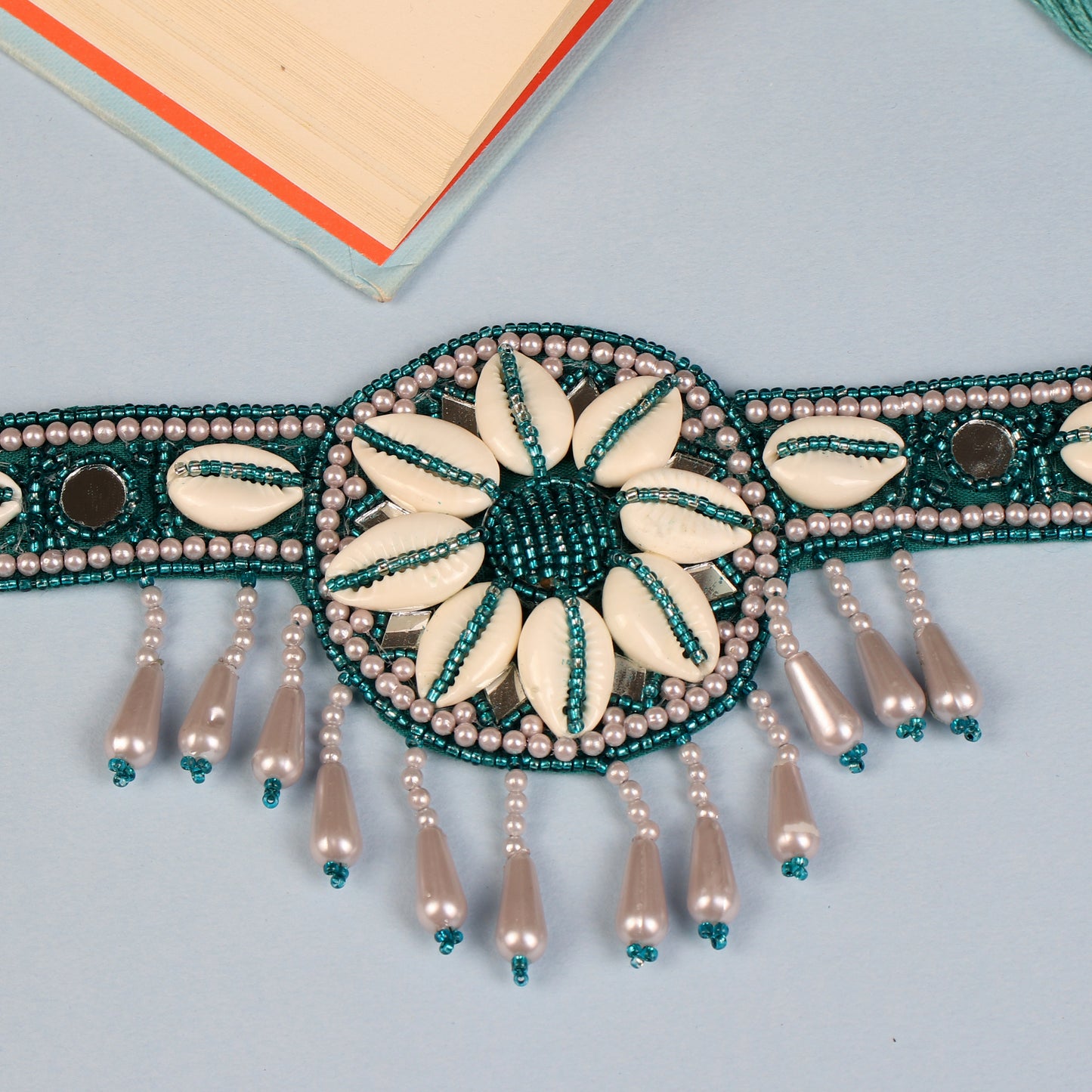 The Cowrie Chakra Choker Set in Green