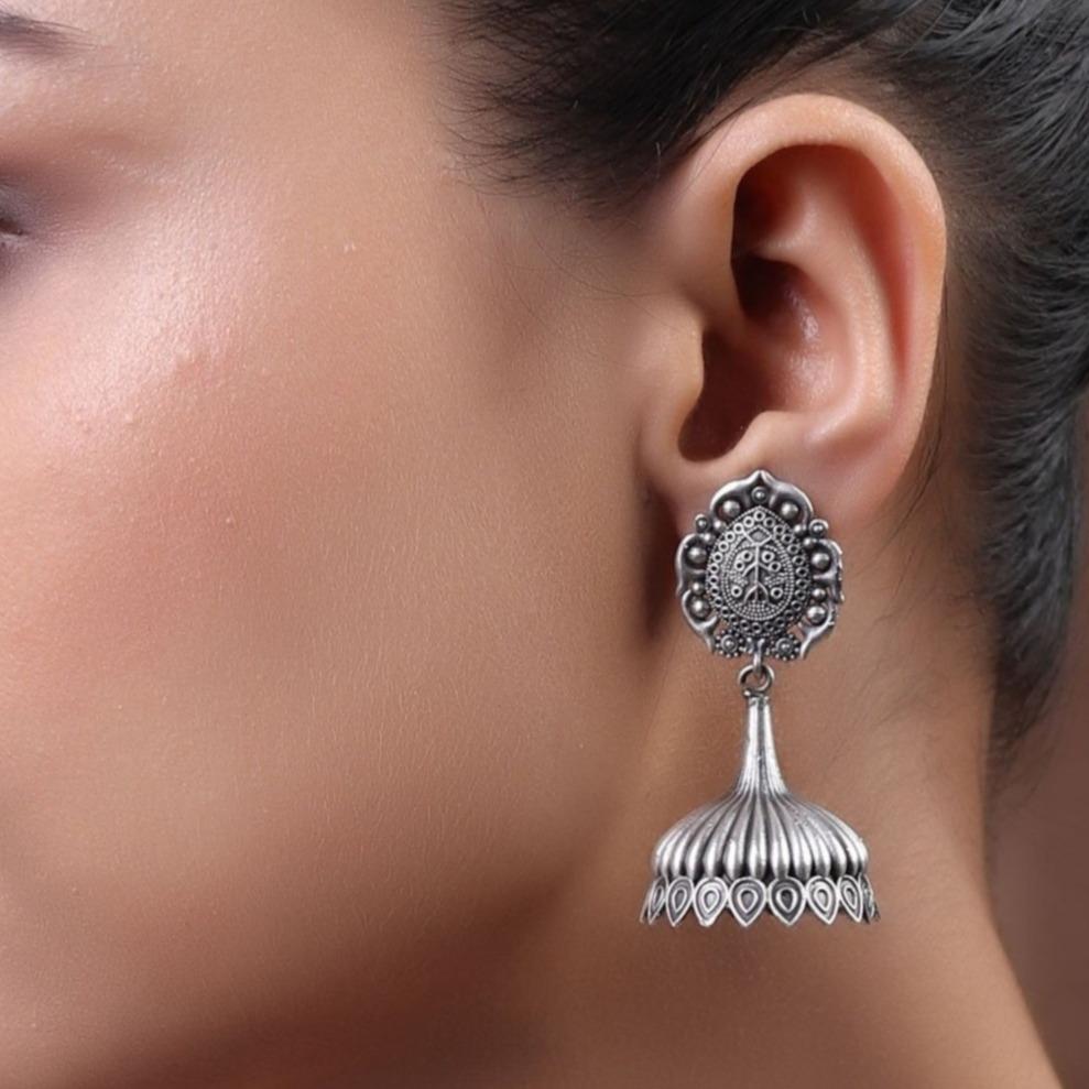 Earrings,The Crown Brass Silver Look Alike Earring - Cippele Multi Store