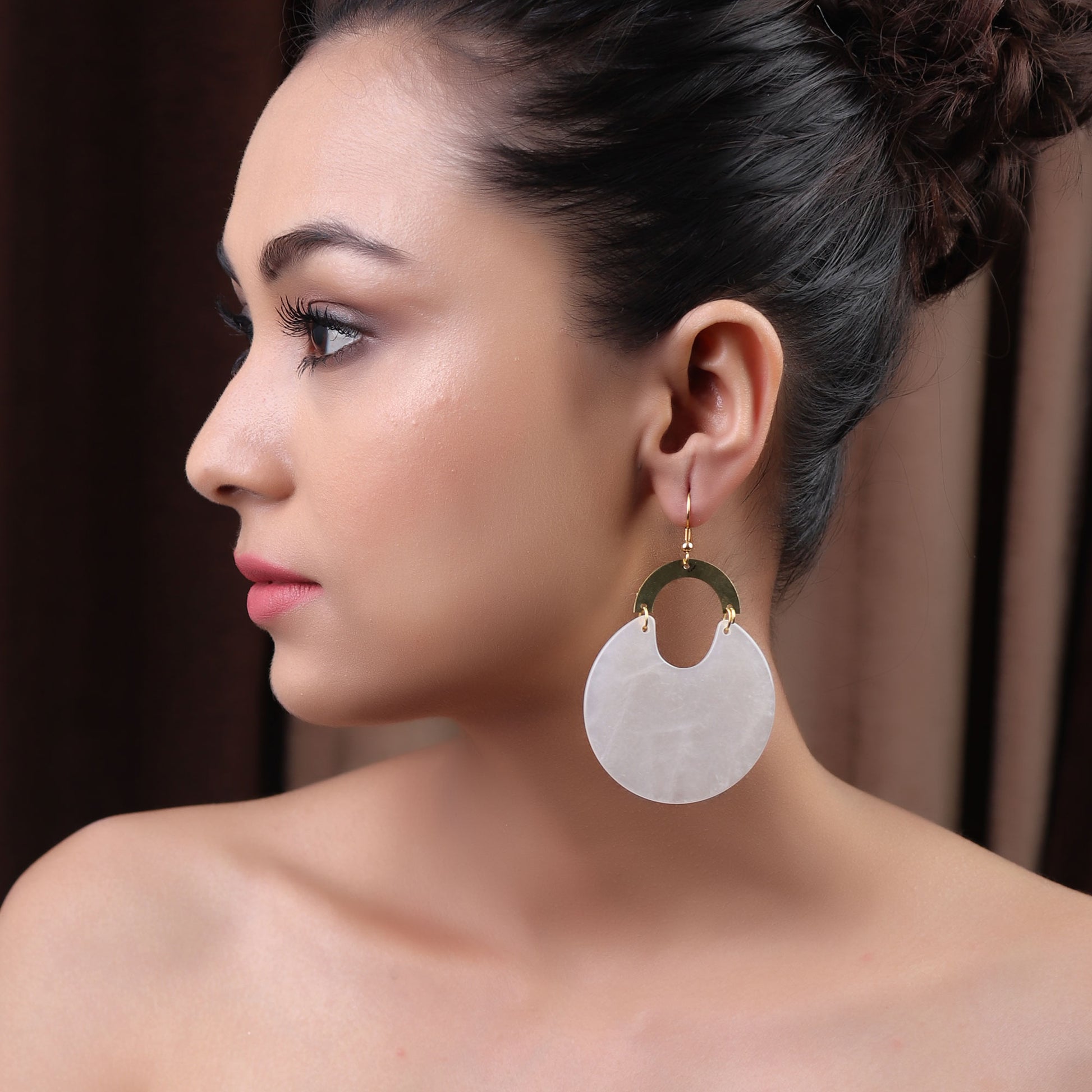 Earrings,The Moon Crescendo Earring in White - Cippele Multi Store