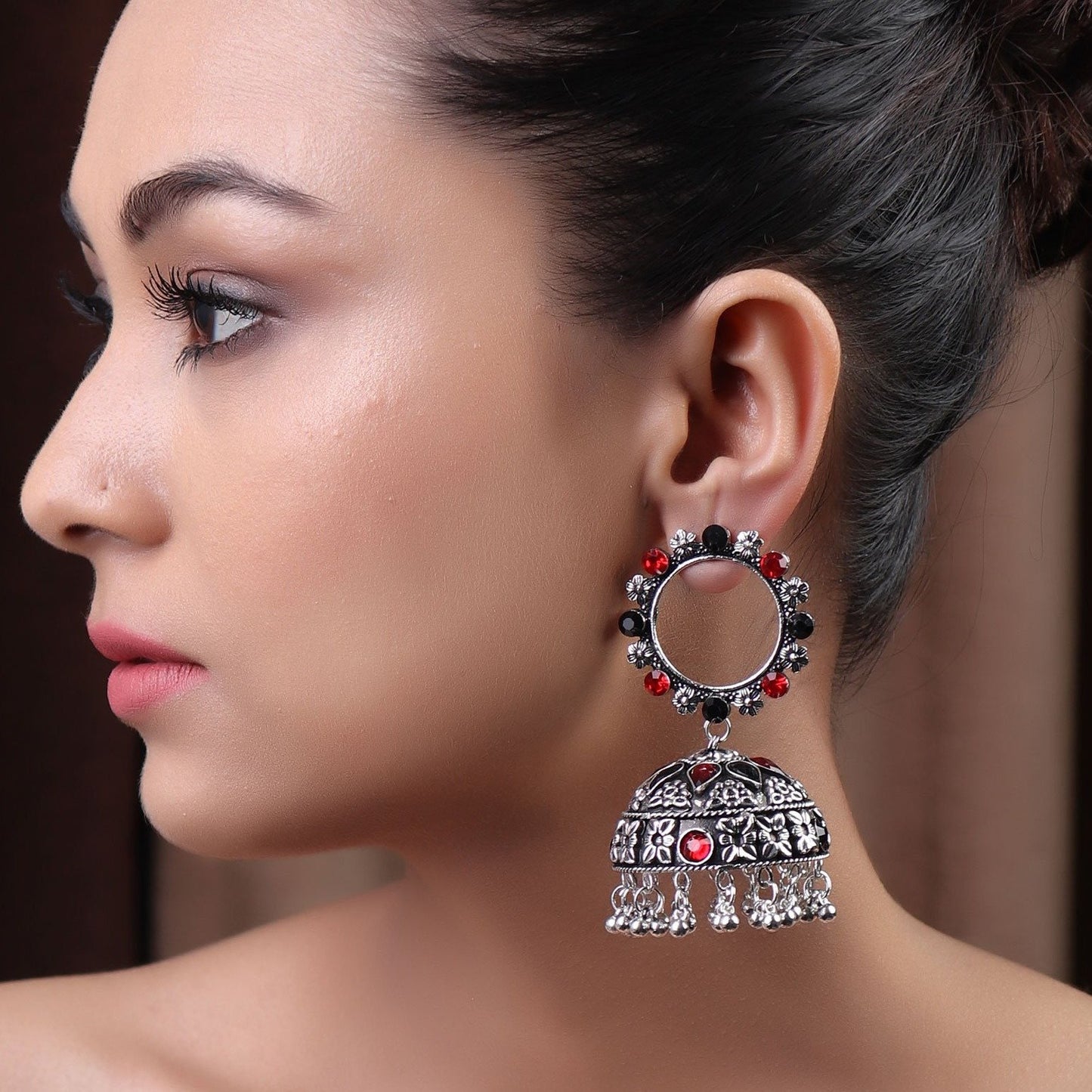 Earrings,The Twirl Pearl Earring in Red & Black - Cippele Multi Store