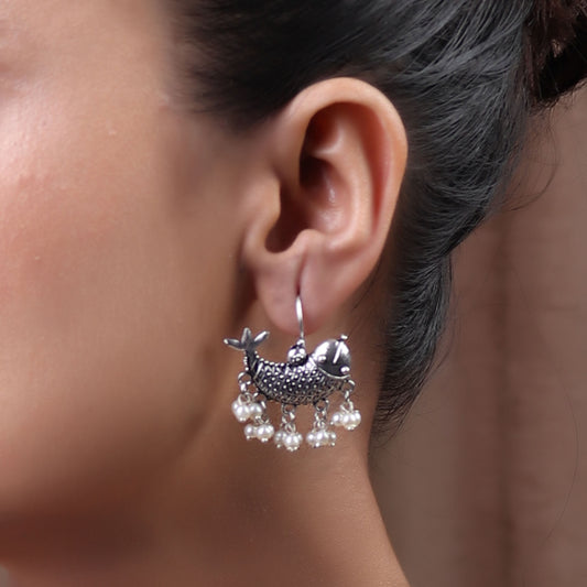 Earrings,The Treasured Dolphin Silver Look Alike Earring - Cippele Multi Store