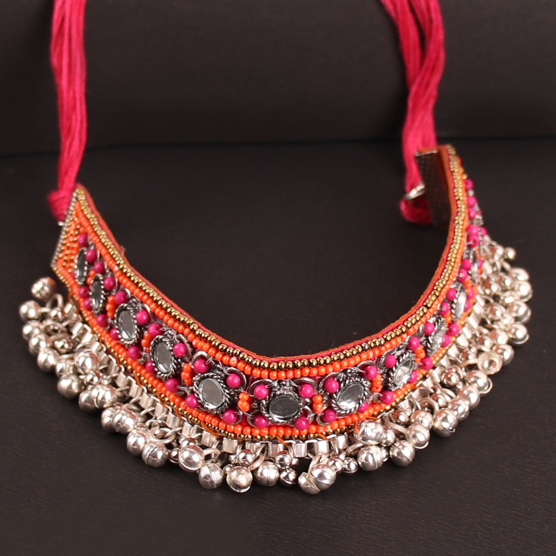 Necklace,The Splashy Pink & Orange Beaded Choker - Cippele Multi Store