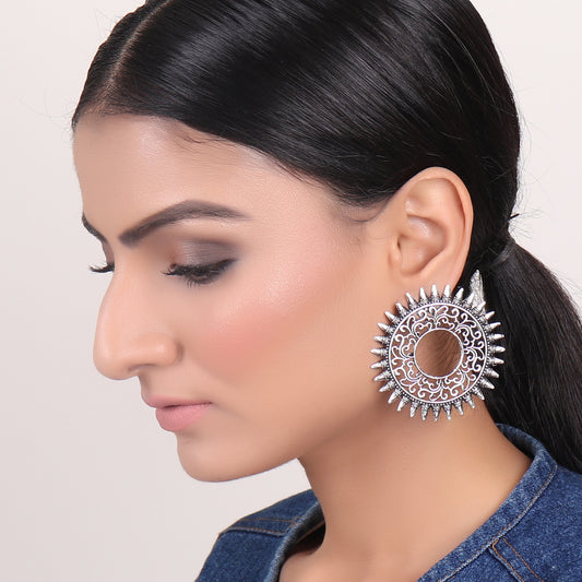 Earrings,Sizzling Sun Studs in Silver - Cippele Multi Store