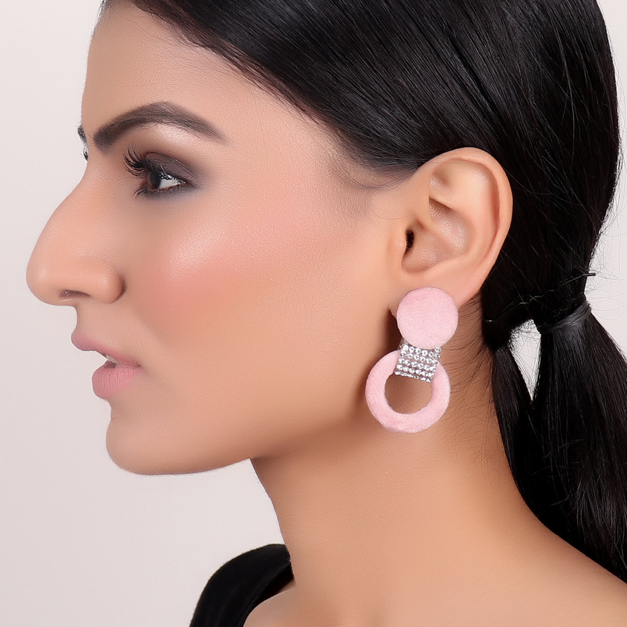 Pink Pearl Golden Fashion Earrings Combo Set - Tiaraa